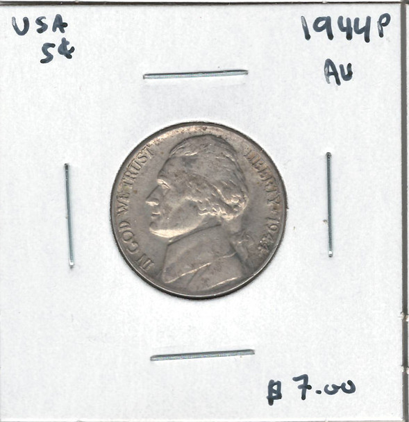 United States: 1944P 5 Cents AU
