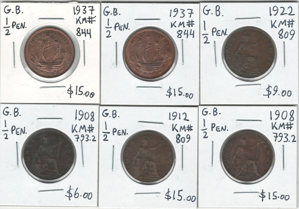 World Bulk Coin Lot: Great Britain 6 Pcs