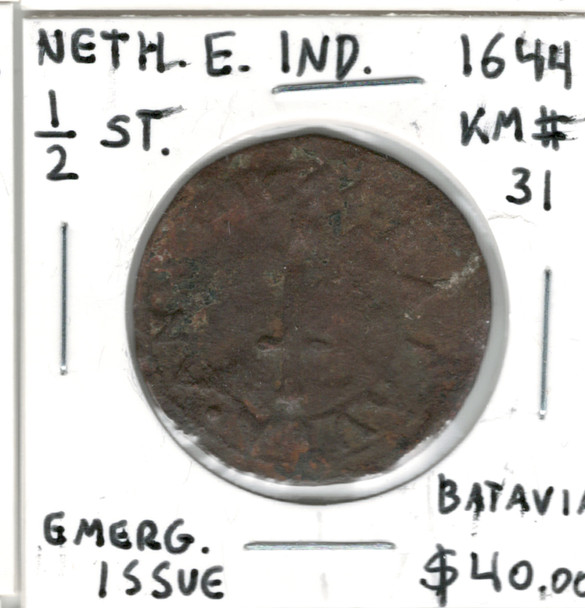 Netherlands East Indies: 1644 1/2 Stuiver Emerg. Issue Batavia