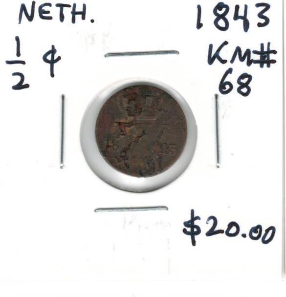 Netherlands: 1843 1/2 Cent