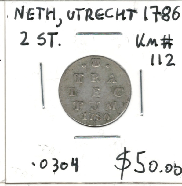 Netherlands, Utrecht: 1786 2 Stuivers