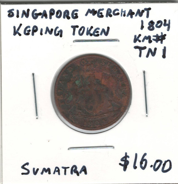 Singapore: 1804 Keping Merchant Token  Sumatra