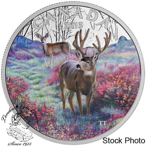 Canada: 2015 $20 Misty Morning Mule Deer Silver Coin