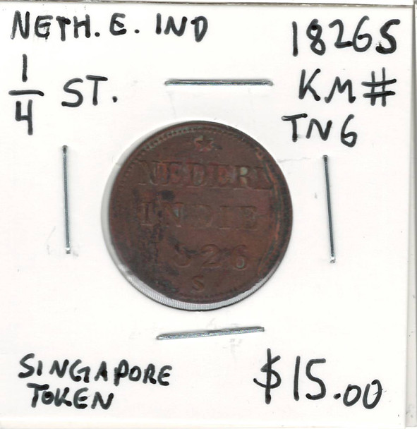 Netherlands East Indies: 1826S 1/4 Stuiver Singapore Token