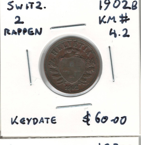 Switzerland: 1902B 2 Rappen