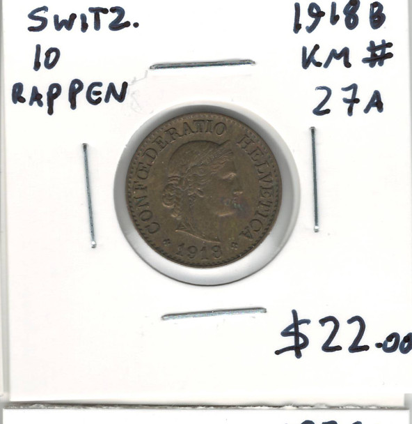 Switzerland: 1918B 10 Rappen