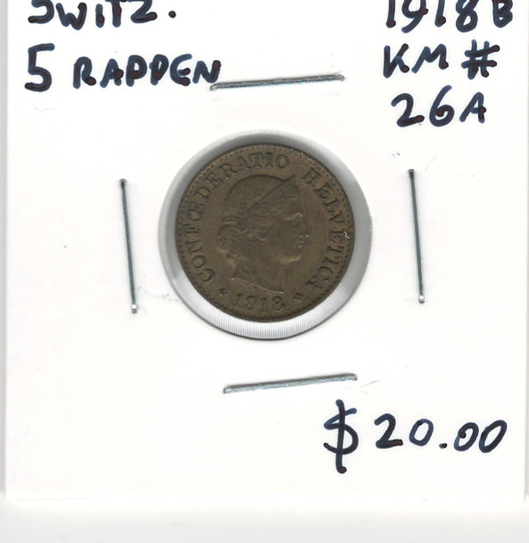 Switzerland: 1918B 5 Rappen