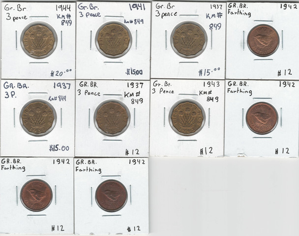Great Britain: 1900's 10 Piece Bulk Coin Lot