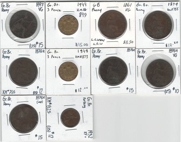 Great Britain: 1800's-1900's 10 Piece Bulk Coin Lot