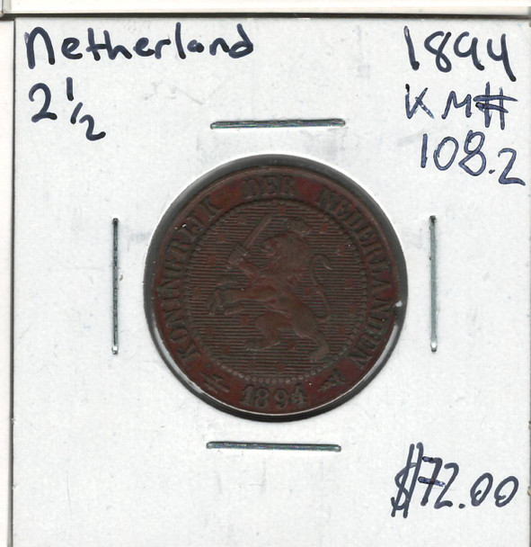 Netherlands: 1894 2 1/2 Cents