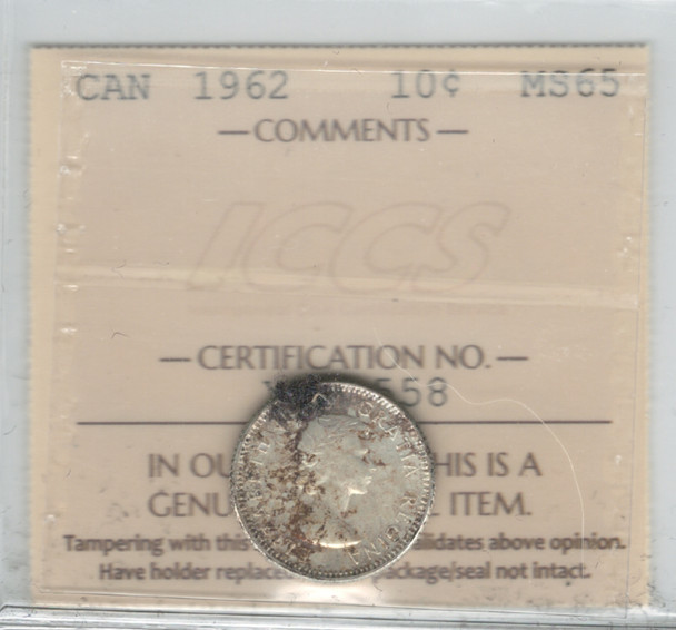 Canada: 1962 10 Cents ICCS MS65