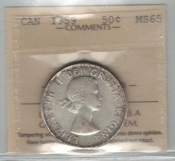 Canada: 1959 50 Cents ICCS MS65