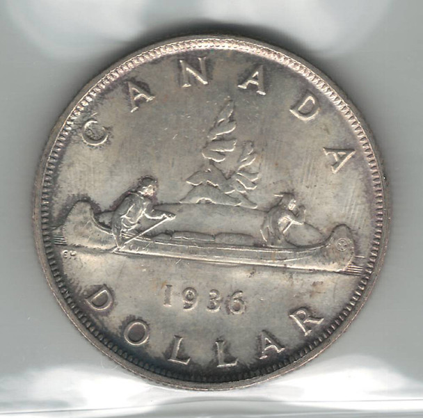 Canada: 1936 $1 Silver Dollar ICCS  MS64