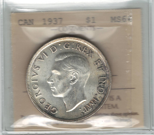 Canada: 1937 $1 Silver Dollar ICCS MS64