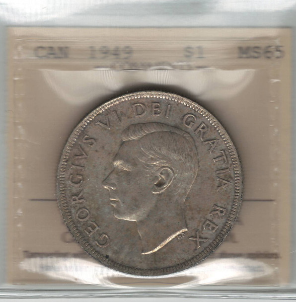 Canada: 1949 $1 Silver Dollar ICCS MS65