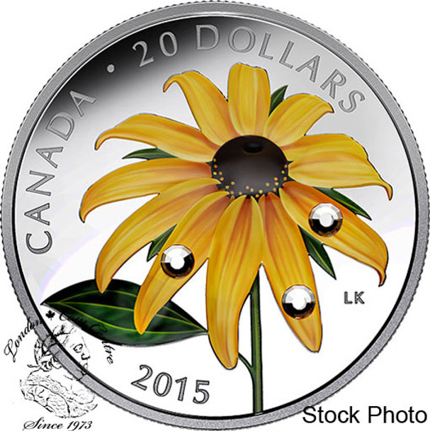 Canada: 2015 $20 Black-eyed Susan with Swarovski Elements Silver Coin