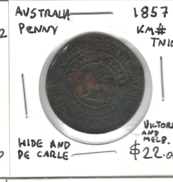 Australia: 1857 Penny Hide and PE Carle Victoria and Melbourne