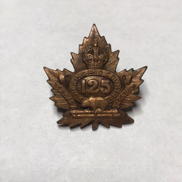 Canada: 125th Overseas Battalion Collar Badge, Brantford, Ontario