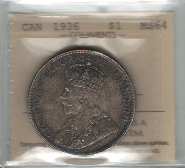 Canada: 1936 $1 ICCS MS64