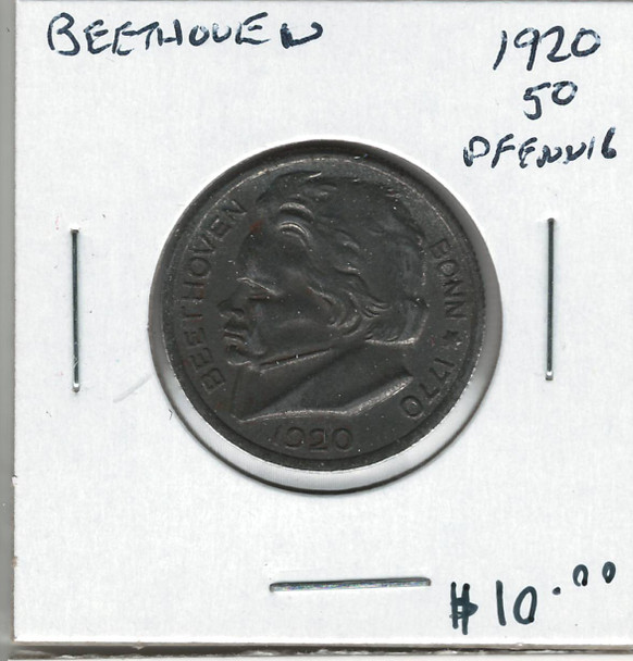 Germany: Notgeld: 1920 50 Pfennig Beethoven