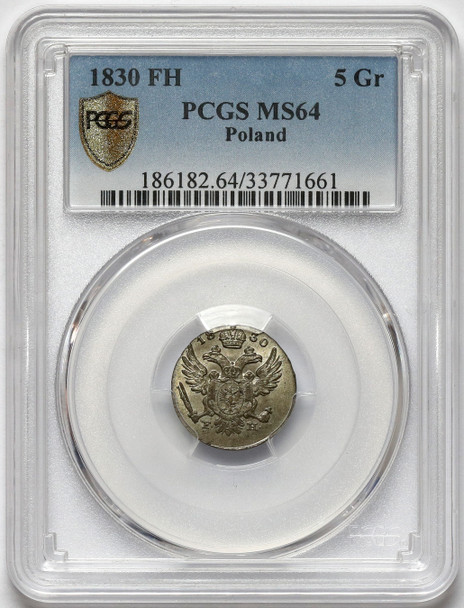 Poland: 1830 FH 5 Groszy PCGS MS64 Top Pop