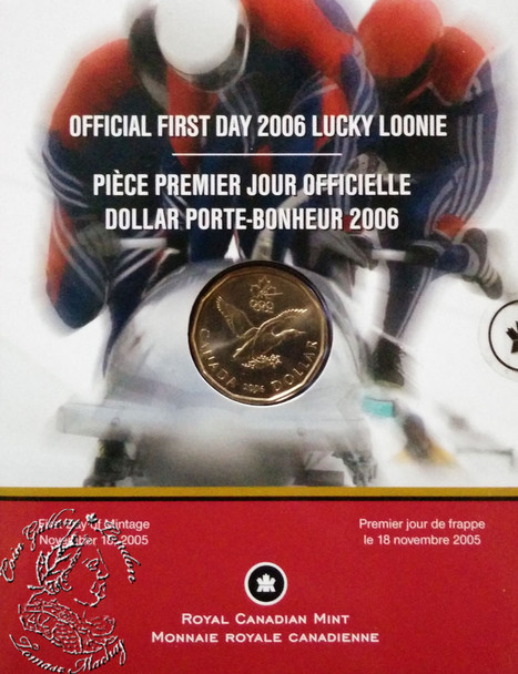 Canada: 2006 $1 Official First Day Lucky Loonie Coin In Folder