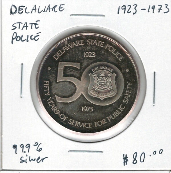 Delaware State Police 1923 - 1973 Pure Silver Token