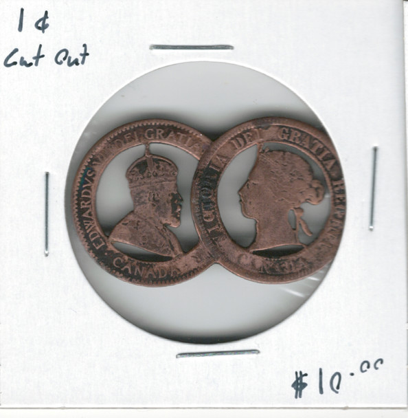 Canada: King George Queen Victoria 1 Cent Cut Out