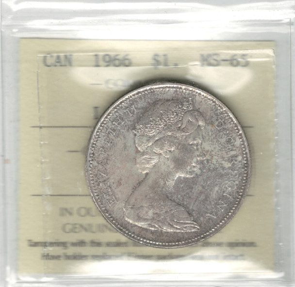 Canada: 1966 Silver Dollar LB  ICCS  MS65
