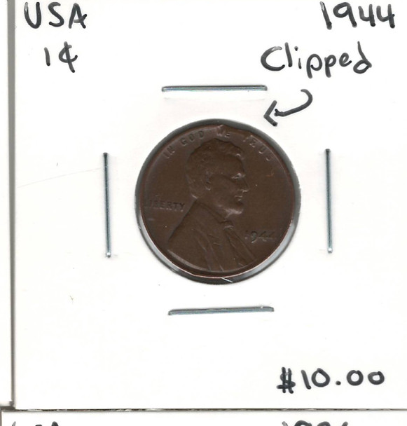 United States: 1944 1 Cent Clipped