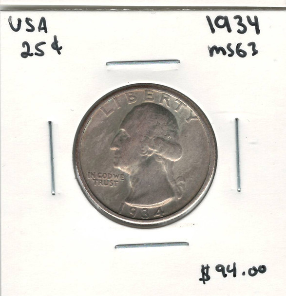 United States: 1934 25 Cent MS63