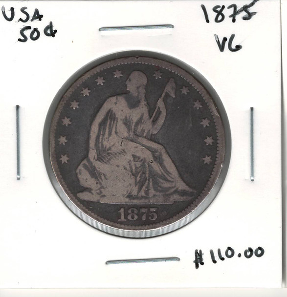 United States: 1875 50 Cent VG