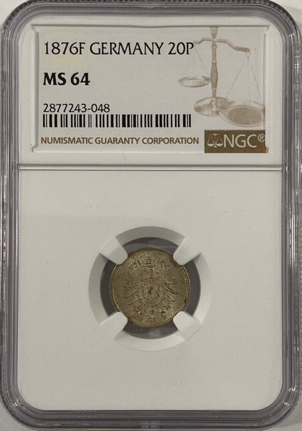 Germany: 1876F 20 Pfennig NGC MS64