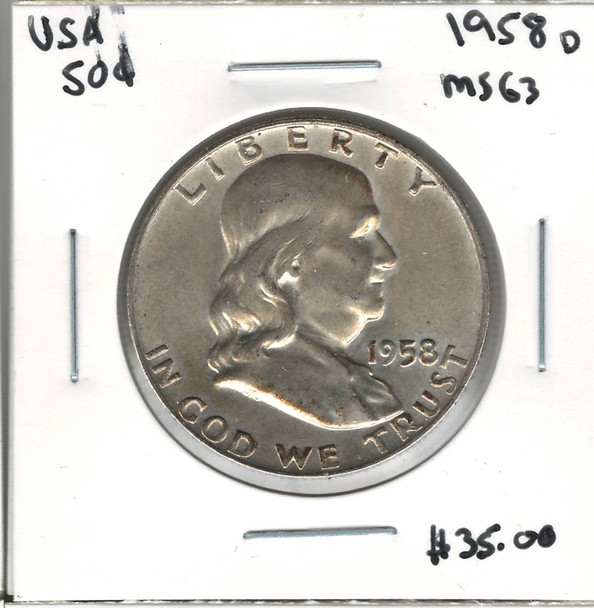 United States: 1958D 50 Cent MS63