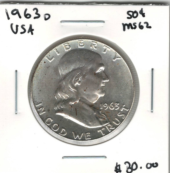 United States:  1963D  50 Cent MS62