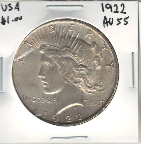 United States: 1922 Peace Dollar AU55