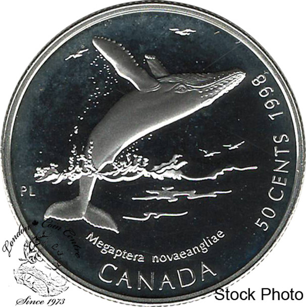 Canada: 1998 50 Cents Humpback Whale Silver Coin