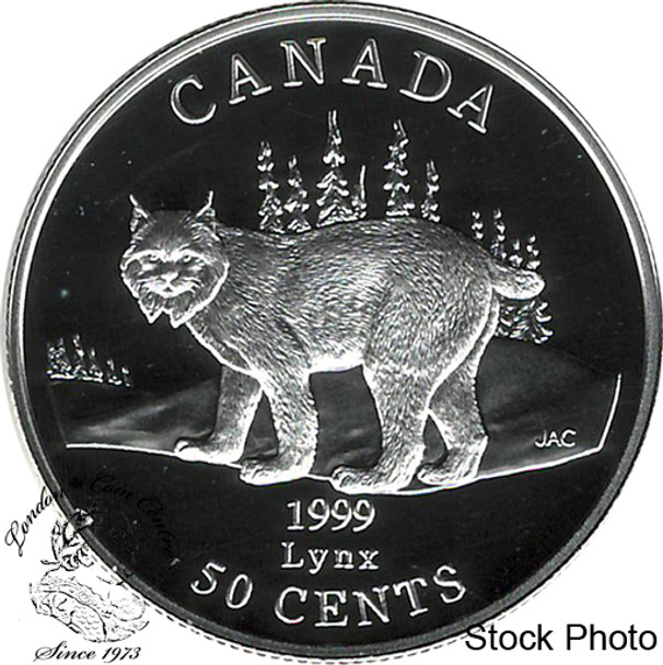 Canada: 1999 50 Cents Cats of Canada, Lynx Cat Silver Coin