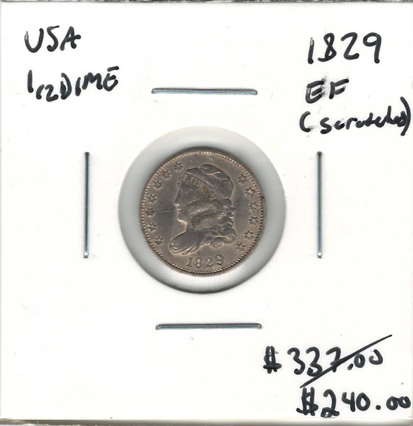 United States: 1829 1/2 Dime EF Scratches