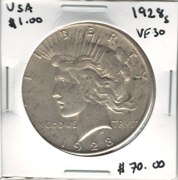 United States: 1928s Peace  Dollar VF30