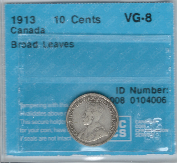 Canada: 1913 10 Cents BL CCCS VG8