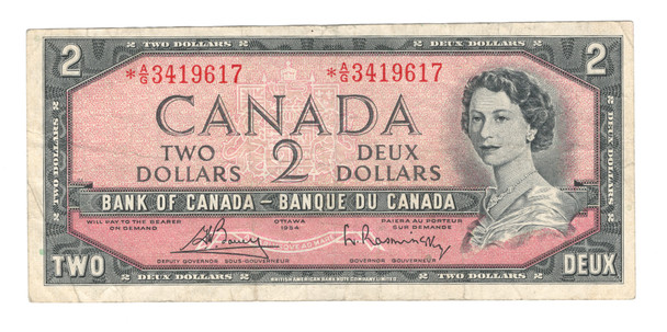 Canada: 1954 $2 Bank Of Canada   Replacement  Banknote  A/G