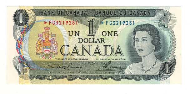 Canada: 1973 $1 Bank Of Canada  Replacement  Banknote FG