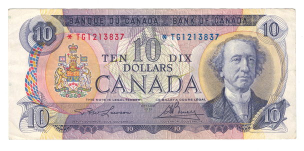 Canada: 1971 $10 Bank Of Canada Replacement  Banknote *TG