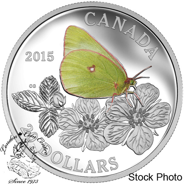 Canada: 2015 $20 Butterflies of Canada - Colias Gigantea Silver Coin