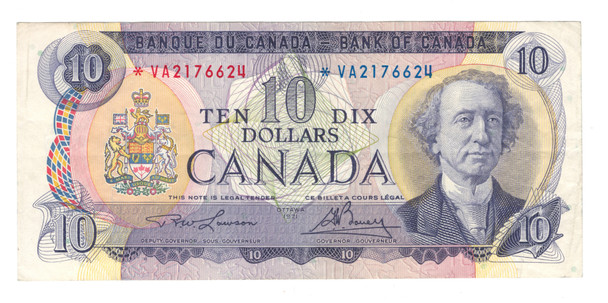 Canada: 1971 $10 Bank Of Canada Replacement Banknote *VA