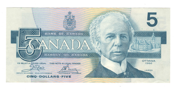 Canada: 1986 $5 Bank Of Canada Banknote ENX