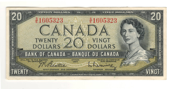 Canada: 1954 $20   Bank  Of  Canada  Banknote   BC-41b