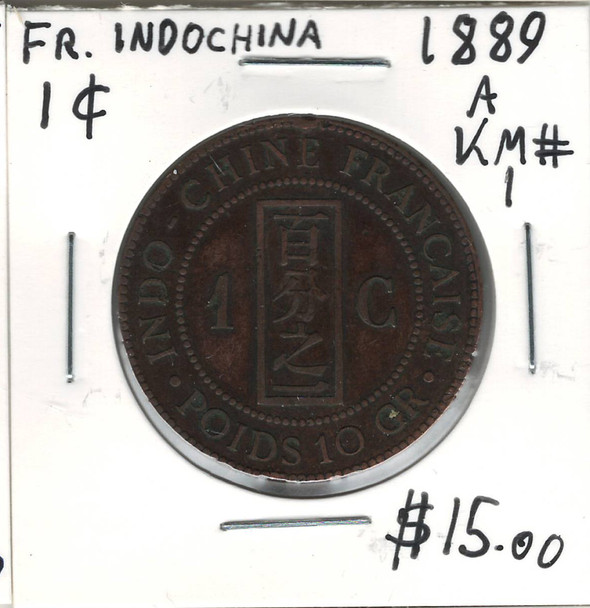 French Indochina: 1889 A 1 Cent
