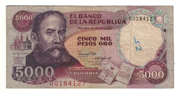 Colombia: 1986 5000 Pesos